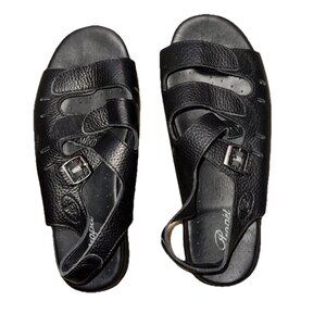 Propet Black Leather Slingback Sandals Size 9 X (2E) Extra Wide